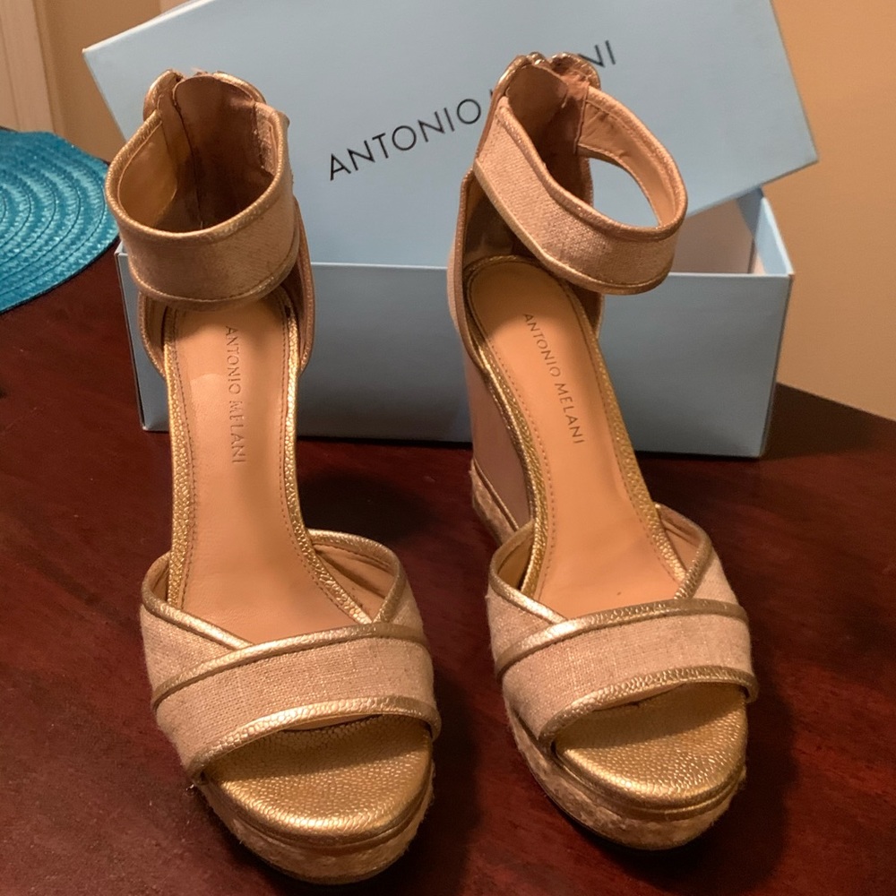 Antonio Melani Gold Wedge Sandals